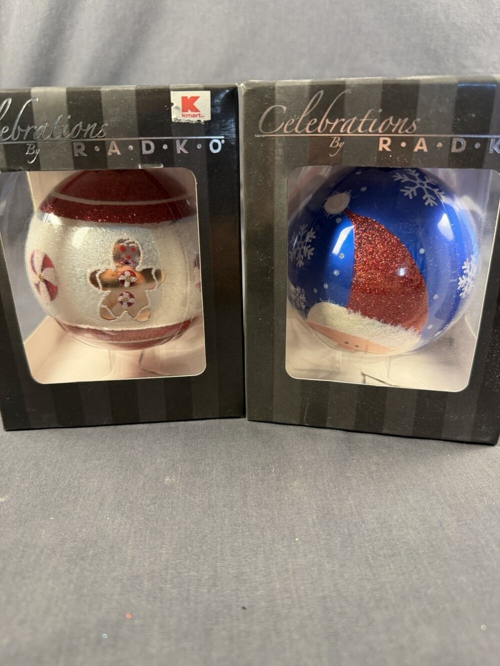 Christmas Ornaments Celebrations By Radko 2008 Glass Set Of 2 Santa Gingerbread